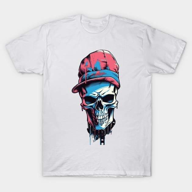 Goth meets vintage Loving this retro skull on spruce blue T-Shirt by Pixel Poetry